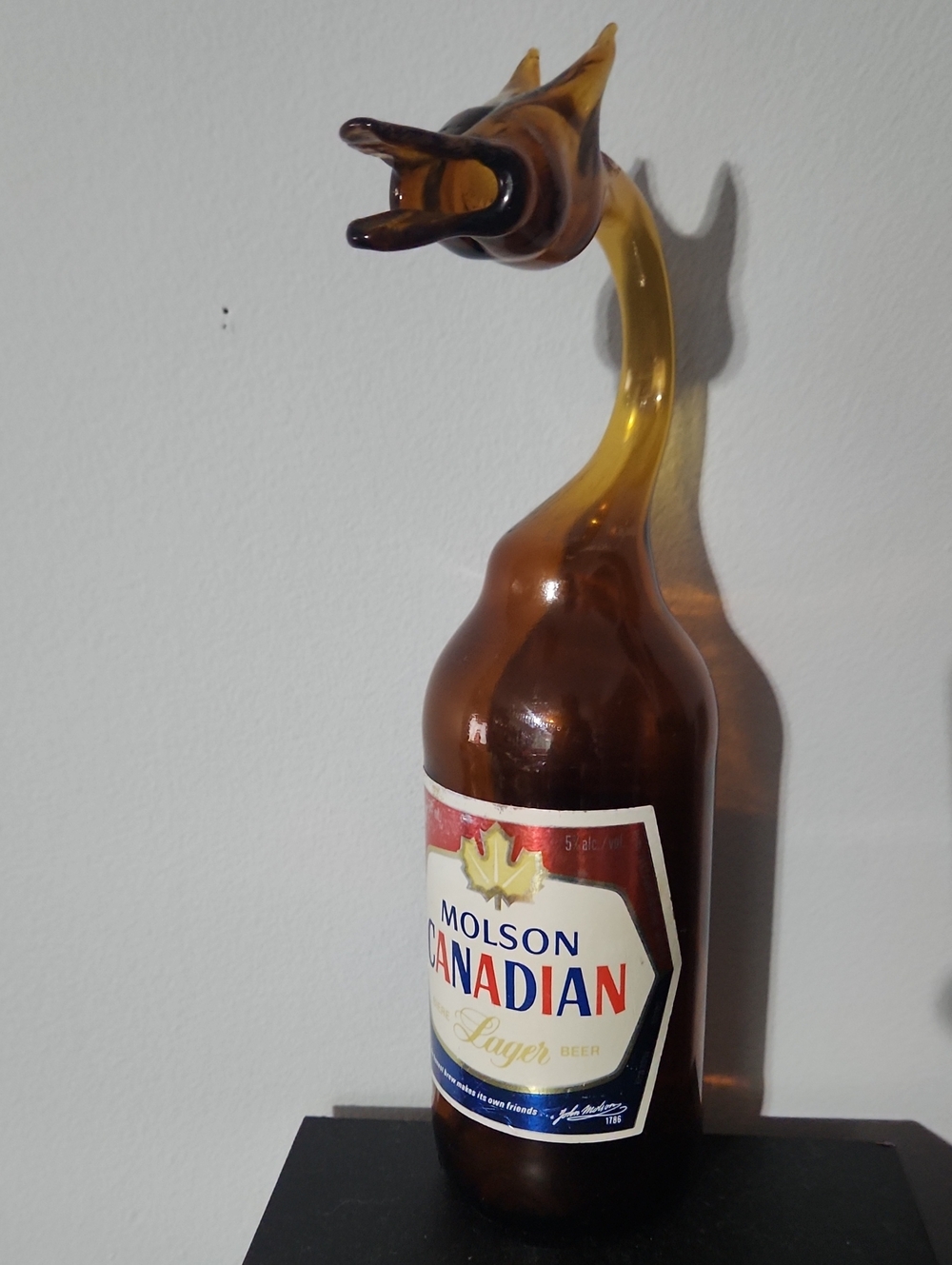 Molson Canadian  Glass Bottle Art Dragon